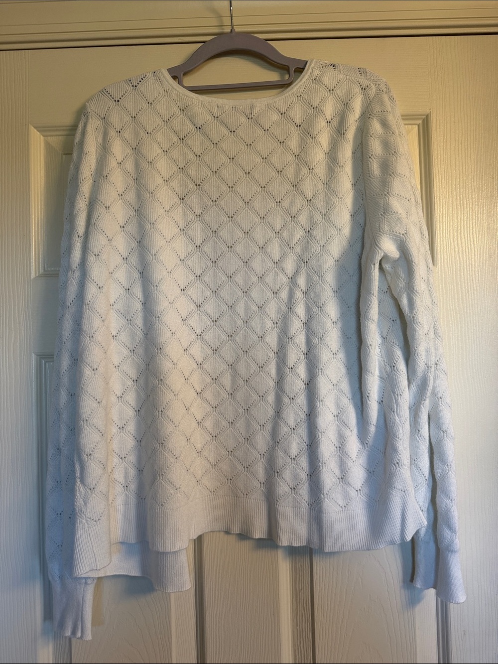 Women’s Cream Pointelle Button-Front Cardigan - Picture 5 of 7